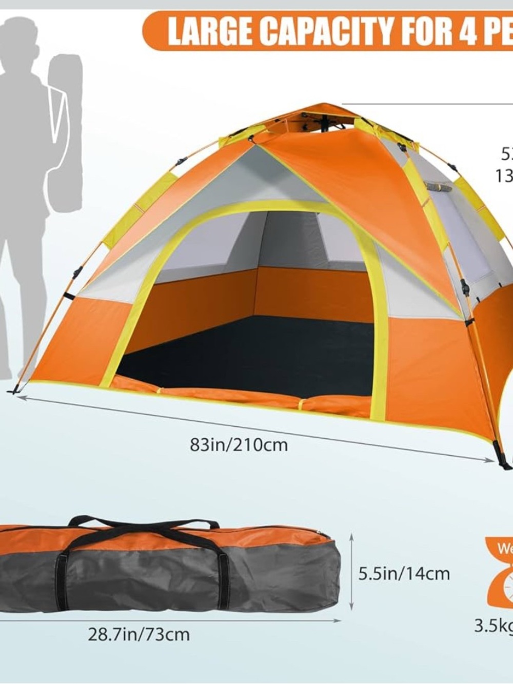 Orange 4-Person Outdoor Beach Tent - Brand: